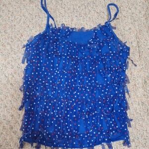 Justice Blue Ruffled Polka Dot Camisole